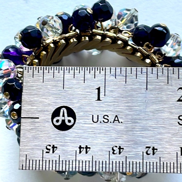 Rare Vintage Made in Japan Aurora Borelis Beaded Cha Cha Stretch Bracelet - Picture 5 of 6